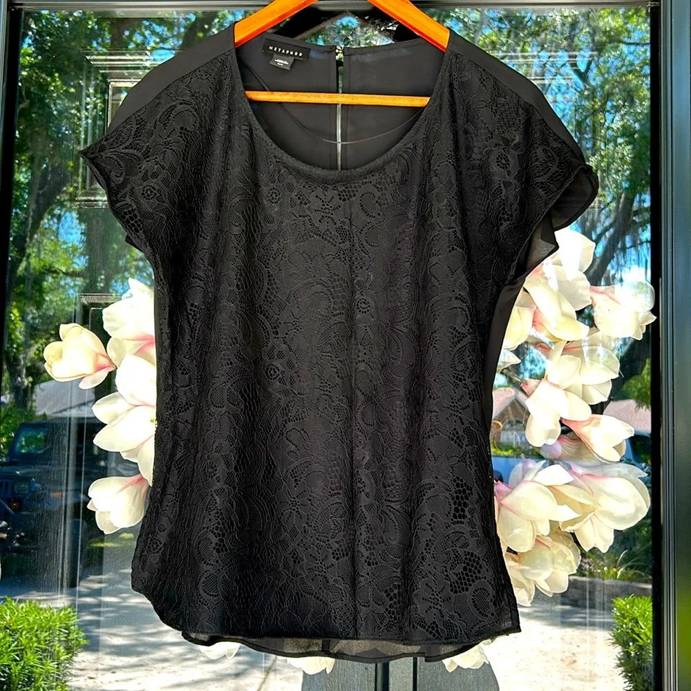 Metaphor Black Lace Top